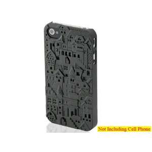  Black 3D Castle Tower Relief Hard Case Cover for iPhone 4 