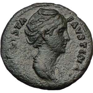 FAUSTINA I Antoninus Pius Wife 138AD Rare ROMAN Ancient Coin MOON w 
