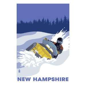  New Hampshire, Snowmobile Scene Premium Poster Print 