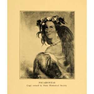  1941 Print Portrait Copy Pocahontas Native Rebecca Rolf 