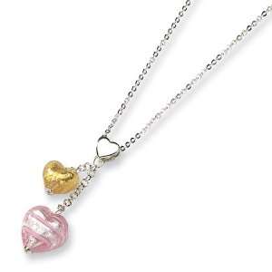  Sterling Silver Murano Glass Heart Necklace Jewelry