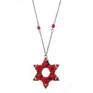 Negrin Star of David Silver Plated Pendant Adorned with Flower Shaped 