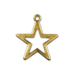  Antique Brass Star Outline Charm Arts, Crafts & Sewing