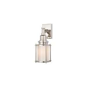  Chart House Stanway Sconce in Polished Nickel with White 