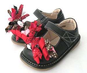 Girls Squeaky Shoes BLACK Add a Bow Leather 4 5 6 7 8  