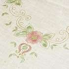   antique retro pink floral embroidered linen table cloth square