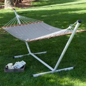  Island Bay Reversible Quilted Hammock with Metal Stand 