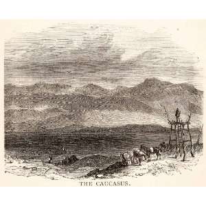  1881 Print Caucasus Mountain Range Black Caspian Sea 