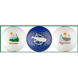  Nantucket Golf Balls w/ Whale, Blue Ball and Map Sports 