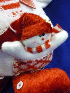 RED WHITE SNOWMAN CHRISTMAS CARD HOLDER DOOR KNOB HANGER  