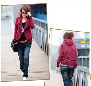   Fashionable Casual Long Sleeve Pure Color Cotton Sweaters Hoody  