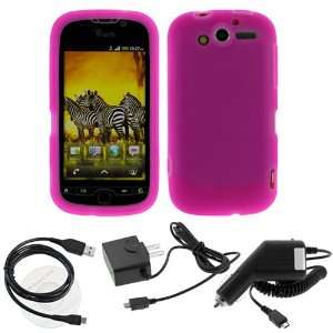  Hot Pink Soft Silicone Case + Car Charger + Home Charger + USB Sync 