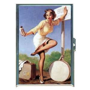 PIN UP GIRL SHOE AT BUS STOP ID Holder, Cigarette Case or Wallet MADE 