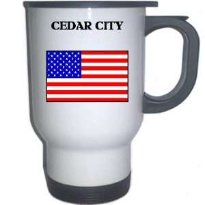  US Flag   Cedar City, Utah (UT) White Stainless Steel Mug 