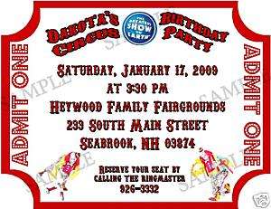Birthday Party Invitations Circus Ticket Carnival Clown  