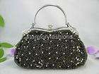 Olive Brown Fully Beaded Sequin Frame Rhinestone Purse
