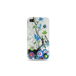  APPLE IPHONE 4 BLUE AND WHITE SPRING FLOWER BUBBLES DESIGN 