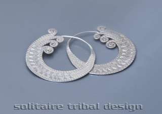 Karen Hill Tribe Thailand Hand Engraved Silver Hoop of Life Tribal 