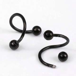 Black Steel Twister Eyebrow Cartilage Ear Ring 1Pc Only  