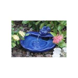  Solar Small Koi Spouting Fountain Glazed Blue Ceramic by 