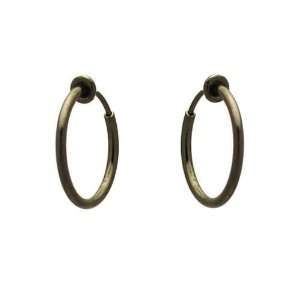  Cerceau 17mm Hematite Hoop Clip On Earrings Jewelry