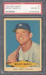1954 Red Heart Mickey Mantle PSA 8  