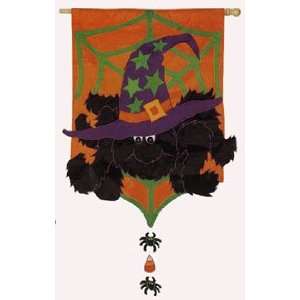  Witchy Spider Applique Flag 34x48 Patio, Lawn 