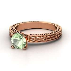  Charlotte Ring, Round Green Amethyst 14K Rose Gold Ring 