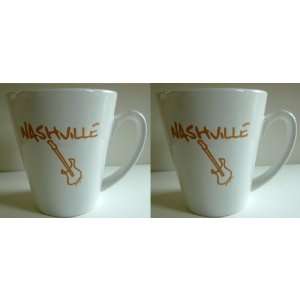Nashville mug Set of 2 cafe style souvenir coffee cups white ceramic 