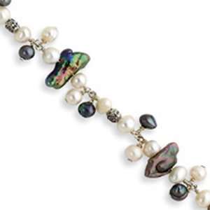  Sterling Silver Peacock/White Freshwater Cultured Pearl 