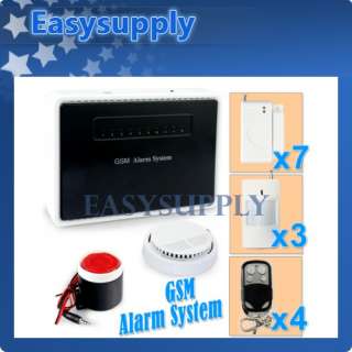   Home House Alarm GSM SMS Security System Voice Prompt + Wireless Smoke