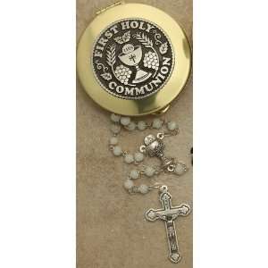  First Communion Pearl Rosary and Keepsake Box Jewelry