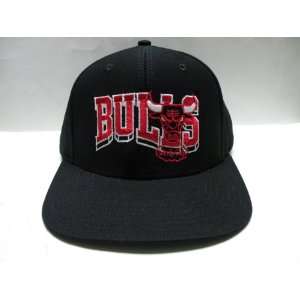  NBA Chicago Bulls Wave All Black Retro Snapback Cap 