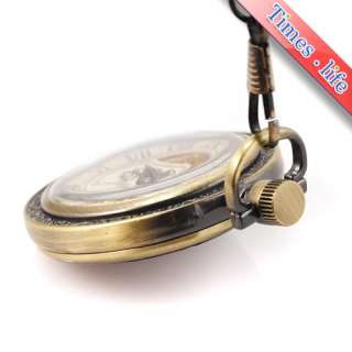 Pendant Brass Pocket Watch Unisex Mechanical Chain Handwind FOB  