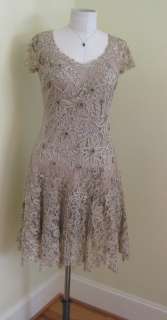   special occasion, Antique Champagne w/ lace Sz 6 NWT party dress, NEW