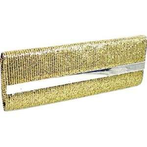  Metallic Fabric Evening Bag Clutch Gold 