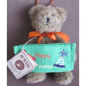  BOYDS Head Bean Collection HAPPY BIRTHDAY BEAR w Mini Gift 