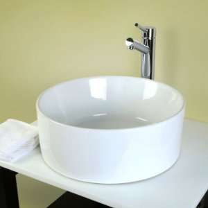   Polished Chrome Fauceture Park Round Vitreous China Vessel Sink and Si