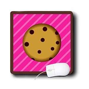  Chocolate Chip Cookie Design on Pink Stripe   Mouse Pads Electronics