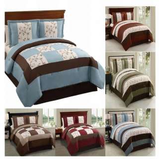 Embroidered 4 Piece Comforter Bed In A Bag Set NEW 735732776502  