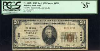   PCGS VF 20 FR. 1802 Q TY. 1 CHARTER 4596 NATIONAL BANK NOTE $20 PA167