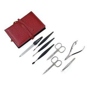  Nickel Plated Manicure Set in a Leather Case by Niegeloh 
