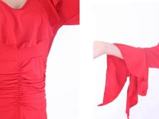 Flamenco salsa tango Ballroom Dance Dress #D018 Red  