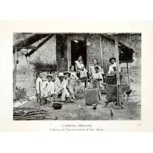 1909 Print Republic Philippines Filipino Family Dwelling Plait Bamboo 