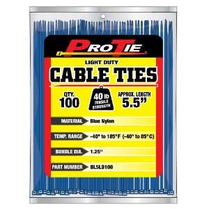 Pro Tie BL5LD100 5.5 Inch Blue Light Duty Color Cable Tie, Blue Nylon 