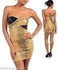 Strapless, Gold And Black, Sequined, Sna