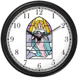  Virgin Mary (Stained Glass) Christian Theme Wall Clock by 