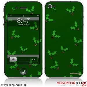  iPhone 4 Skin   Christmas Holly Leaves on Green (DOES NOT 