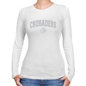 Holy Cross Crusaders Ladies White Logo Arch Long Sleeve Slim Fit T 