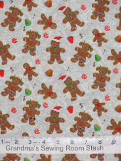 BTY Small Gingerbread Boys Girls Gumdrops Christmas Fabric Candy Santa 